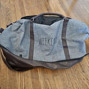 Rae Dunn Gray and Brown Weekend Duffel